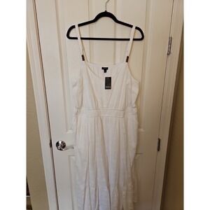 NWT Torrid White Cotton Lined Sundress Textured Adj. Straps Tiered A-Line Sz. 3X